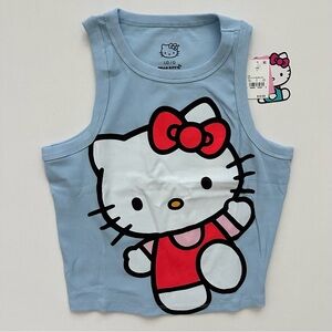 Hello Kitty Light Blue and Red Womens Tank Top Size L New